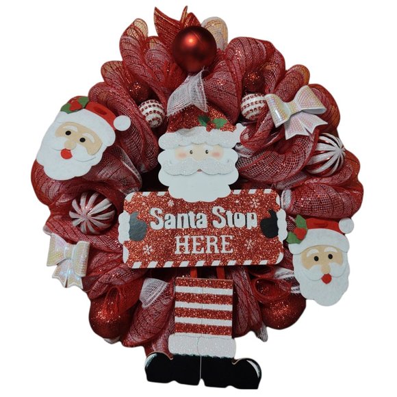 Other - Santa Christmas Wreath 17" Handmade
